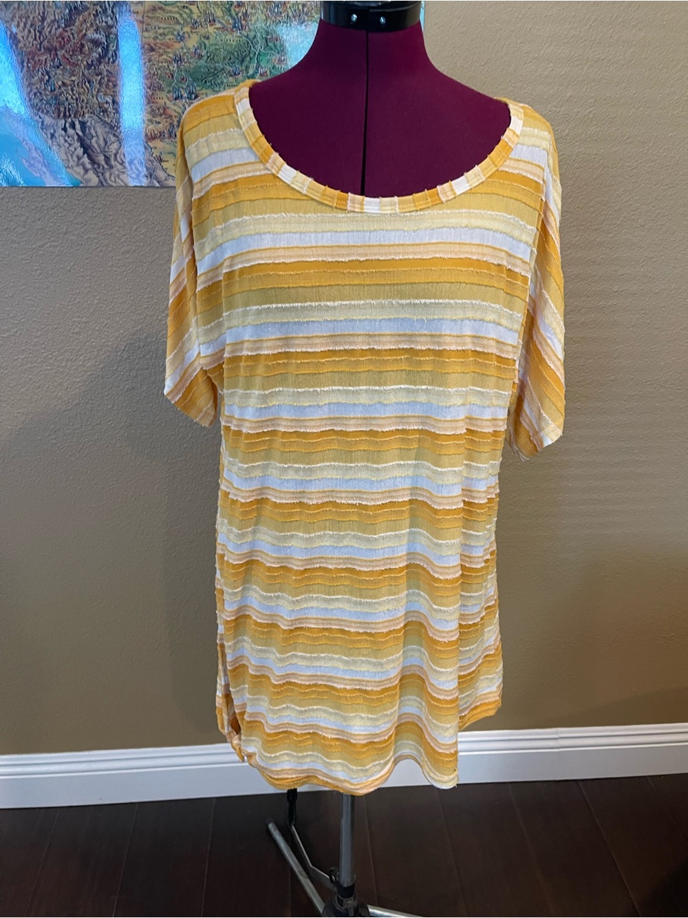 Yellow & White Striped Lightweight Tee